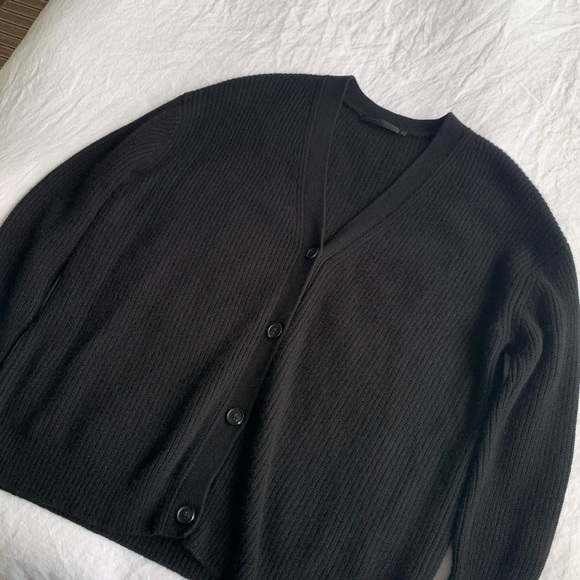 Jenni Kayne Cashmere Cocoon V Neck Button Knit Oversized Cardigan Sweater Black - Picture 6 of 10